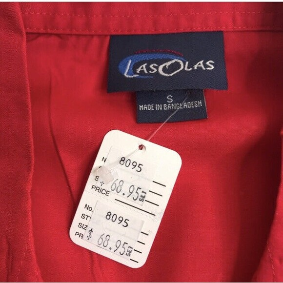 NWT Las Olas Crisp Red Lighthouse Rhinestone Collar 3/4 Sleeve Blouse Small - Picture 8 of 13